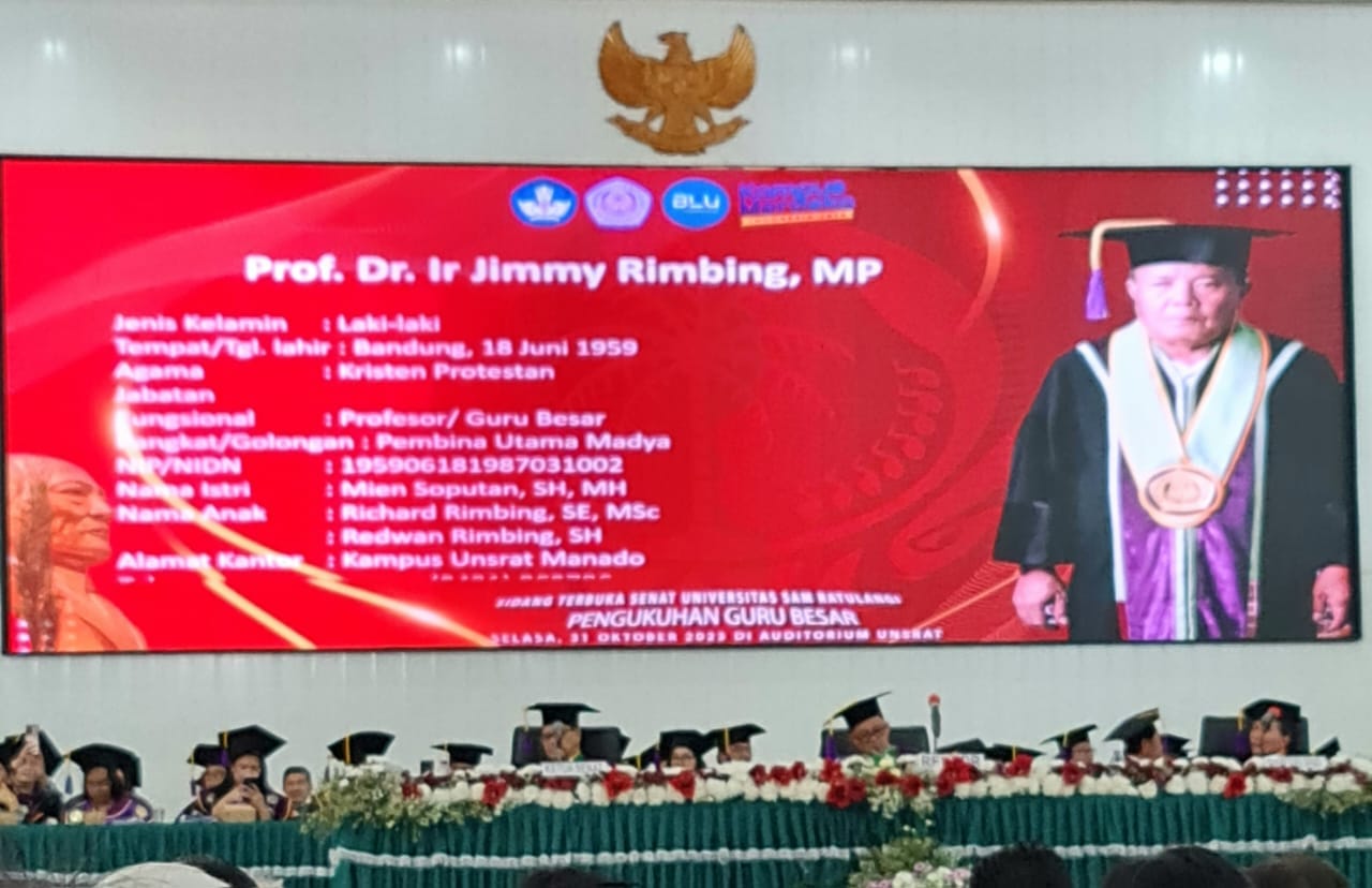 Dikukuhkan Guru Besar Fakultas Pertanian Unsrat Prof. Dr. Ir. Jimmy Rimbing MP