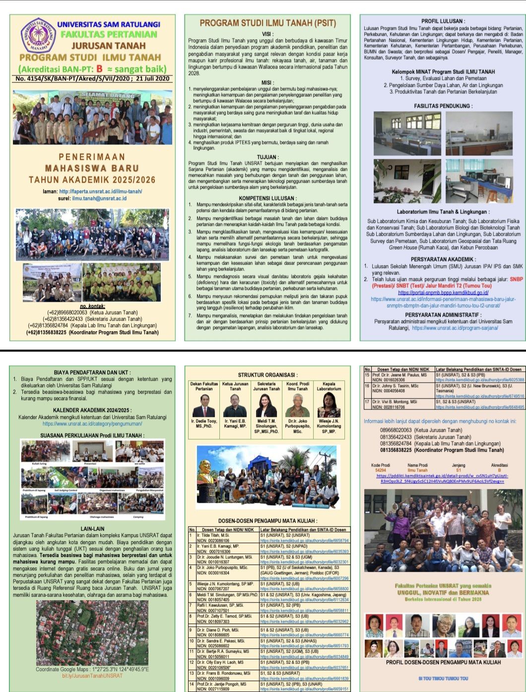 Leaflet Program Studi Ilmu Tanah Fakultas Pertanian Unsrat
